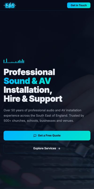Electronic Audio Systems website on a phone
