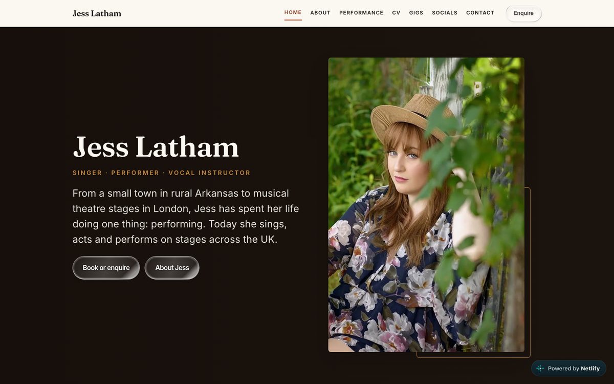 Jess Latham website — home page